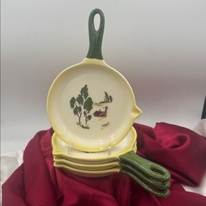 Vintage Ceramic Dish with Green Handle